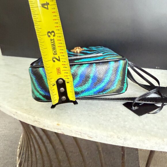 Versace Medusa Printed Calf Leather Tiger Blue/Black 100792 Phone case Bag - Picture 12 of 16